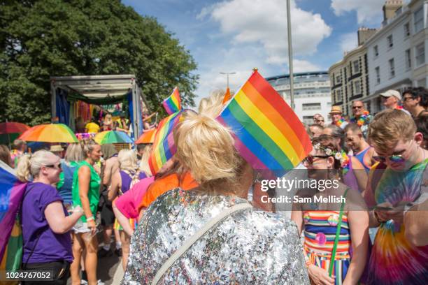 The Brighton Pride parade and carnival on the 4th August 2018 in Brighton in the United Kingdom. Brighton Pride is an annual event held in the city...