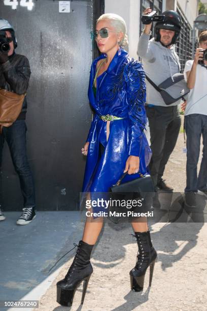 Singer Lady Gaga is seen on August 28, 2018 in Paris, France.