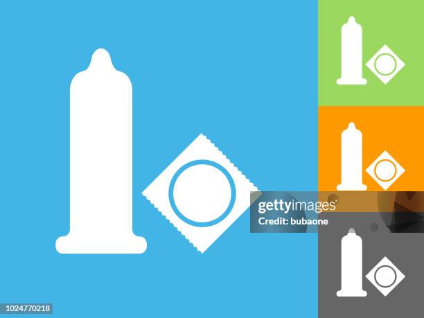 condom  flat icon on blue background - johnny stark stock illustrations