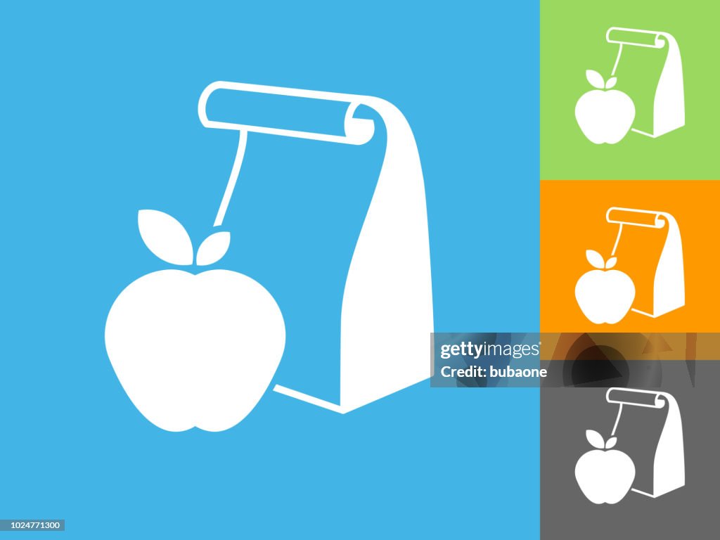 School Lunch  Flat Icon on Blue Background