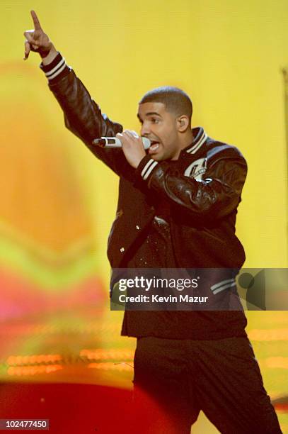 Drake performs onstage during the 2010 BET Awards held at the Shrine Auditorium on June 27, 2010 in Los Angeles, California.