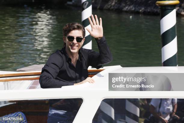 Michele Riondino is seen arriving at the 75th Venice Film Festival at Darsena Excelsior on August 28, 2018 in Venice, Italy.