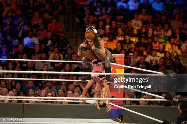 Professional Wrestling: WWE SummerSlam: Carmella in action vs Becky Lynch during match at Barclays Center. Brooklyn, NY 8/19/2018 CREDIT: Rob Tringali