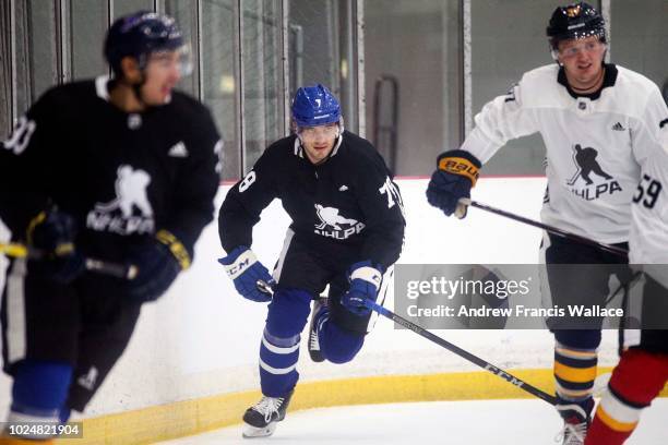 Toronto Maple Leafs' 2017 first-round draft pick Timothy Liljegren at a top prospects and rookies NHLPA showcase event at the Mastercard Centre.