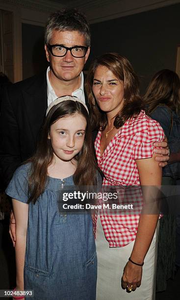 Tracey Emin , Jay Joplin and Angelica Jopling attend the Private View of Tracey Emin's 'Walking With Tears' exhibition in the Sir Hugh Casson room at...