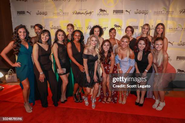 The Detroit Piston cheerleaders attend the Jalen Rose Leadership Academy Red Carpet & Gala presented by MGM Grand Detroit at MGM Detroit Grand...