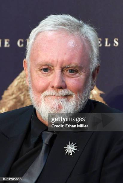 Drummer Roger Taylor of Queen + Adam Lambert attends a news conference at the MGM Resorts aviation hangar to kick off the group's 10-date limited...