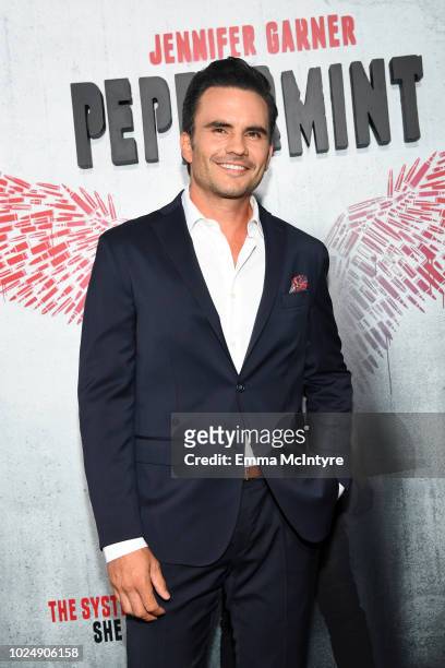 Juan Pablo Raba attends the premiere of STX Entertainment's "Peppermint" at Regal Cinemas L.A. LIVE Stadium 14 on August 28, 2018 in Los Angeles,...