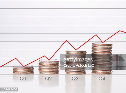 Coins and a chart Coins and a chart