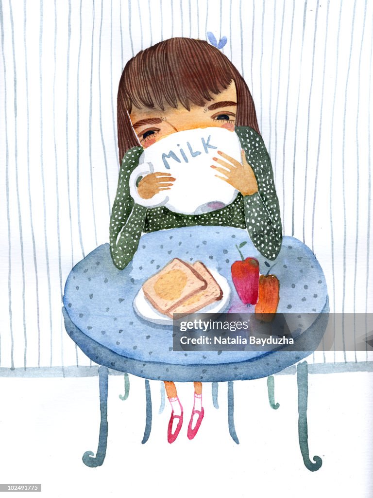 Girl eating breakfast