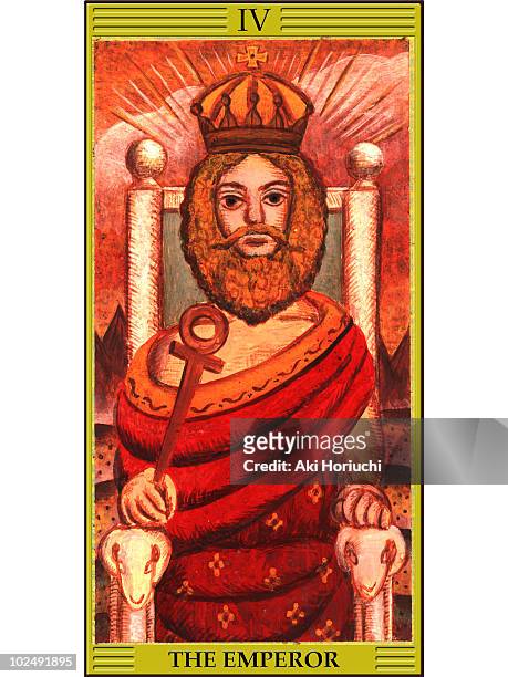 emperor tarot card - royal person stock illustrations