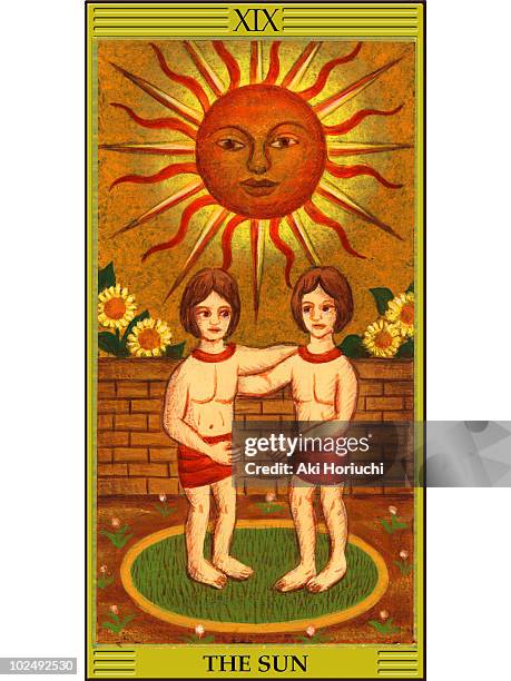 sun tarot card - tarot cards stock illustrations
