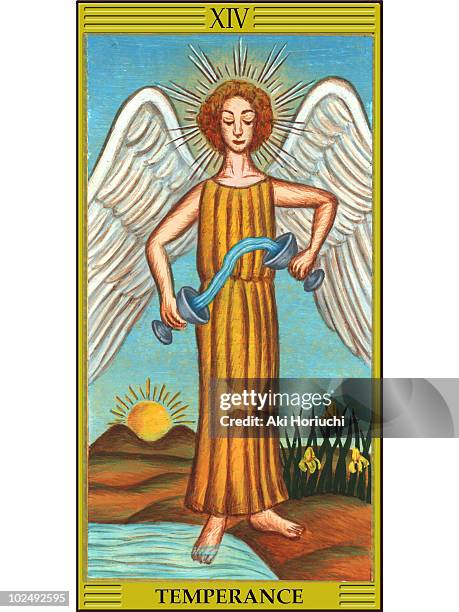 temperance tarot card - tarot cards stock illustrations