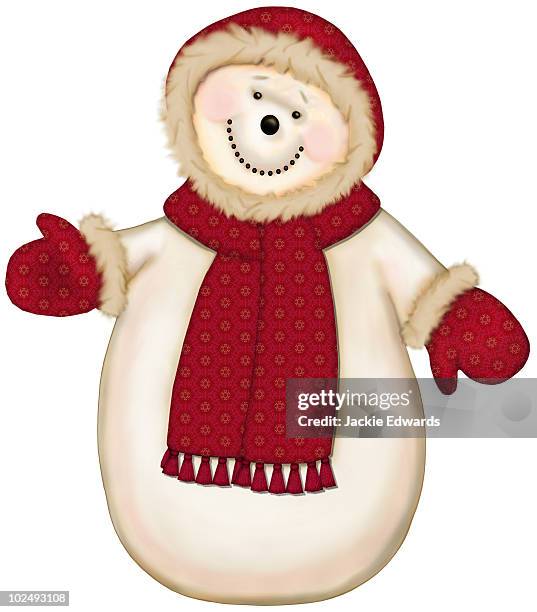 a jolly christmas snowman - fur hat stock illustrations