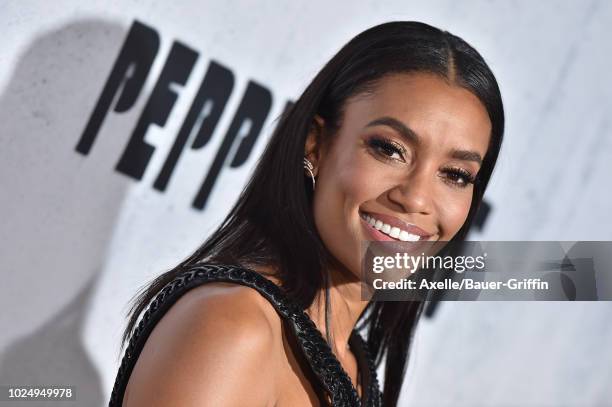 Annie Ilonzeh attends the premiere of STX Entertainment's 'Peppermint' at Regal Cinemas L.A. LIVE Stadium 14 on August 28, 2018 in Los Angeles,...