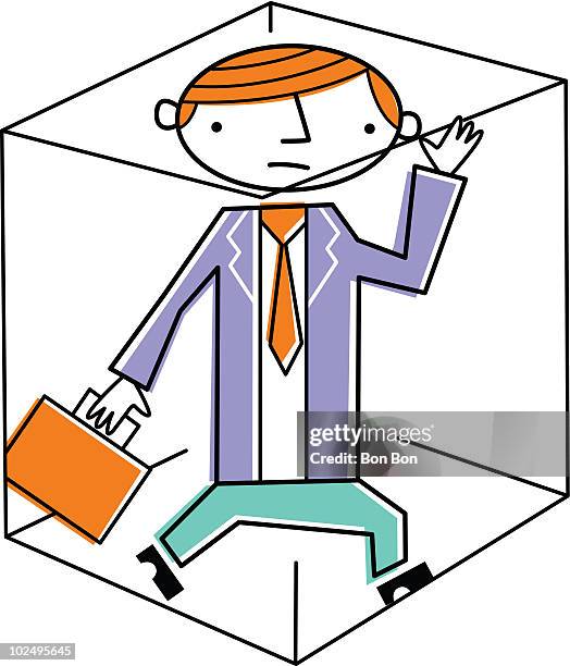 Person Stuck In Box Cartoon People Trapped Inside A Box