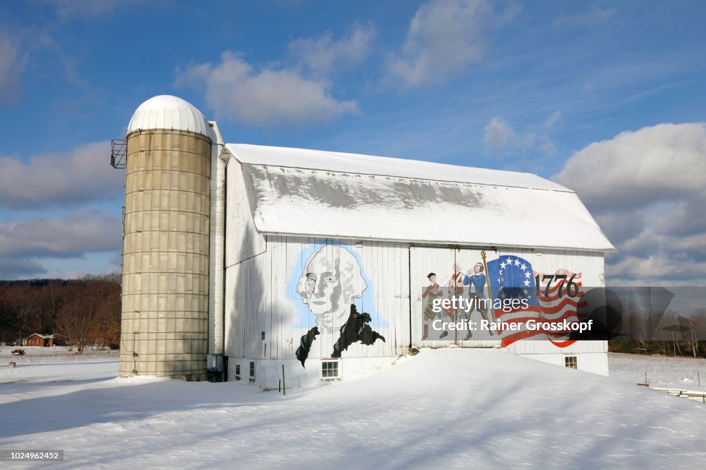 Mural on Barn in Cleveland Township in winter