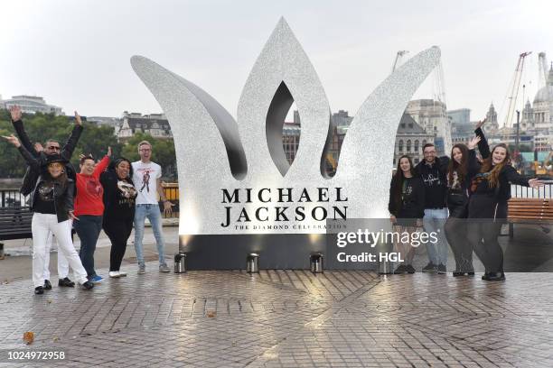 Sony Music in collaboration with The Estate of Michael Jackson install a 13 foot jewelled crown to celebrate the King of Pop's Diamond Birthday at...