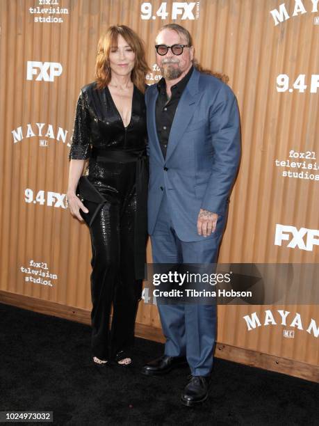 Katey Sagal and Kurt Sutter attend the premiere of FX's 'Mayans M.C.' at TCL Chinese Theatre on August 28, 2018 in Hollywood, California.
