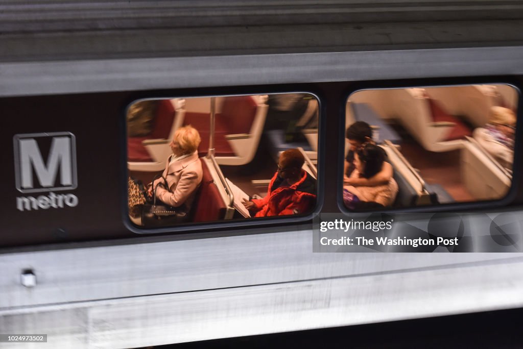 WASHINGTON, DC - MARCH 30: Commuters are seen riding the train