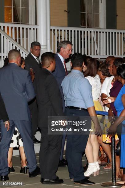 New York City Mayor Bill de Blasio attends the West Indian American/Caribbean American Heritage Reception at Gracie Mansion on August 28, 2018 in New...