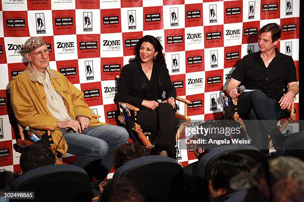 Actors James Cromwell, Shohreh Aghdashloo and William Mapother speak onstage during Coffee Talks: Actors during the 2010 Los Angeles Film Festival at...