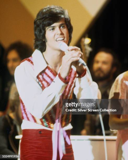 American singer Donny Osmond in concert, circa 1975.