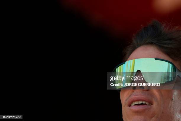 Team EF Education First - Drapac P/B Cannondale's Colombian cyclist Rigoberto Uran looks on before the start of the fifth stage of the 73rd edition...