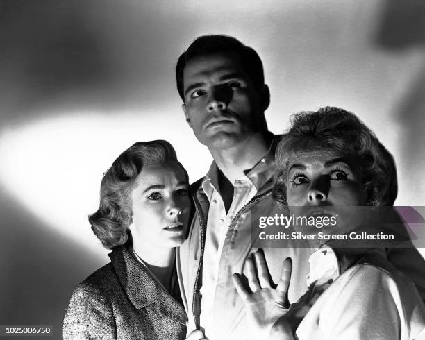 From left to right, actors Vera Miles as Lila Crane, John Gavin as Sam Loomis and Janet Leigh as Marion Crane in a publicity still for the horror...