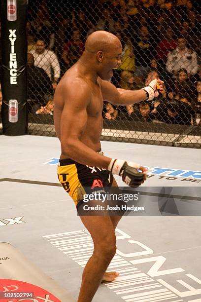 Anderson Silva def. Travis Lutter - Submission - 2:11 round 2 during UFC 67 at Mandalay Bay Events Center on February 3, 2007 in Las Vegas, Nevada.