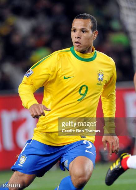 Luis Fabiano of Brazil during the 2010 FIFA World Cup South Africa Round of Sixteen match between Brazil and Chile at Ellis Park Stadium on June 28,...