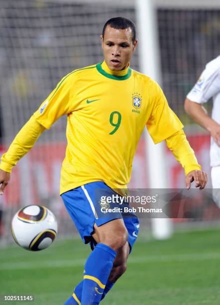 Luis Fabiano of Brazil during the 2010 FIFA World Cup South Africa Round of Sixteen match between Brazil and Chile at Ellis Park Stadium on June 28,...