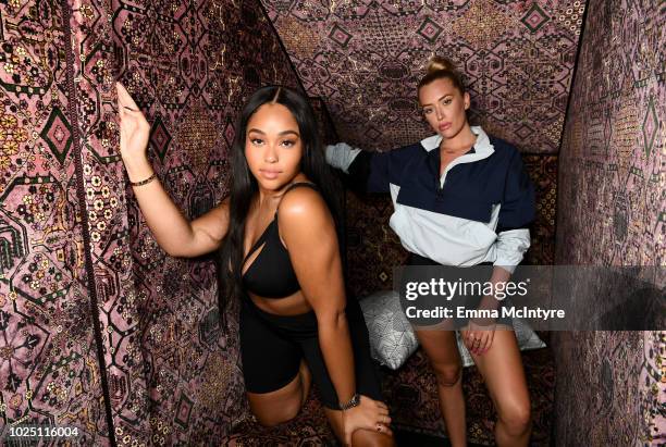 Jordyn Woods and Anastasia Karanikolaou attend the launch event of the activewear label SECNDNTURE by Jordyn Woods at a private residence on August...