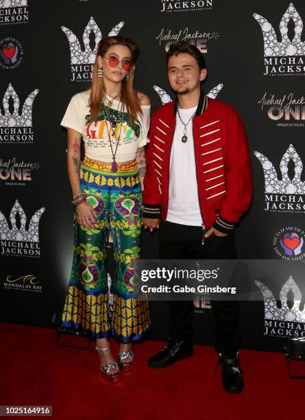 Paris Jackson and her brother Prince Michael Jackson attend the Michael Jackson diamond birthday celebration at Mandalay Bay Resort and Casino on...