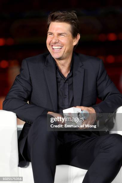 Tom Cruise attends the 'Mission: Impossible - Fallout' Press Conference at The Ancestral Temple on August 29, 2018 in Beijing, .