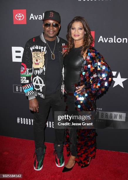 Bobby Brown and Alicia Etheredge attend the premiere screening of "The Bobby Brown Story" presented by BET and Toyota at the Paramount Theatre on...