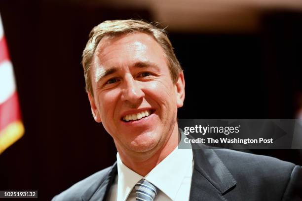 David Blair pauses after the Democratic candidates for county executive in Montgomery County debate November 15, 2017 in Chevy Chase, MD.