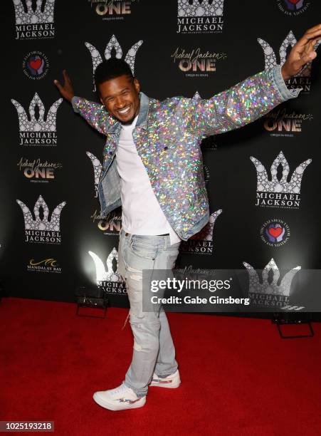 Recording artist Usher attends the Michael Jackson diamond birthday celebration at Mandalay Bay Resort and Casino on August 29, 2018 in Las Vegas,...