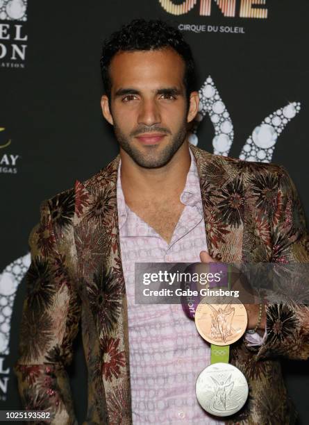 Olympic gymnist Danell Leyva attends the Michael Jackson diamond birthday celebration at Mandalay Bay Resort and Casino on August 29, 2018 in Las...