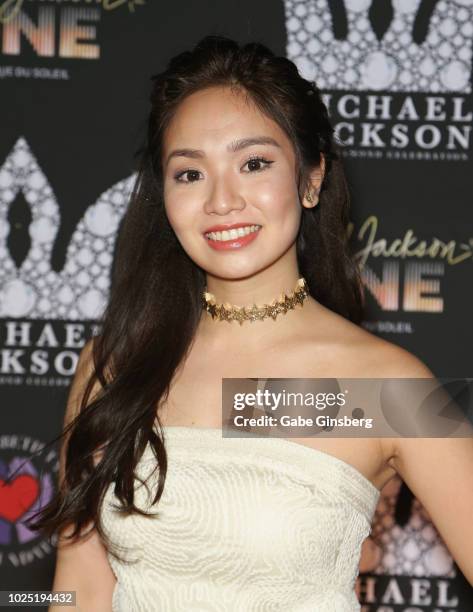 Singer Kimberley Chen attends the Michael Jackson diamond birthday celebration at Daylight Beach Club at Mandalay Bay Resort and Casino on August 29,...