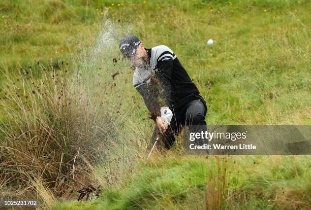 David Horsey of England plays his second shot on the 18th hole during day one of the Made in Denmark played at the Silkeborg Ry Golf Club on August...