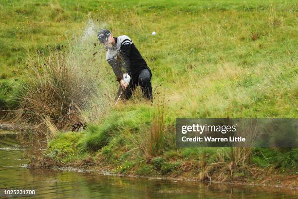 David Horsey of England plays his second shot on the 18th hole during day one of the Made in Denmark played at the Silkeborg Ry Golf Club on August...