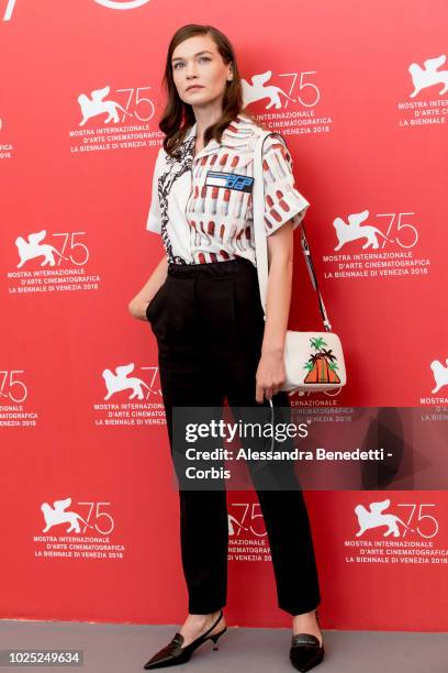 Hannah Gross attends 'The Mountain' photocall during the 75th Venice Film Festival at Sala Casino on August 30, 2018 in Venice, Italy.