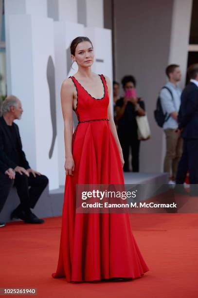 Hannah Gross walks the red carpet ahead of the 'The Mountain' screening during the 75th Venice Film Festival at Sala Grande on August 30, 2018 in...