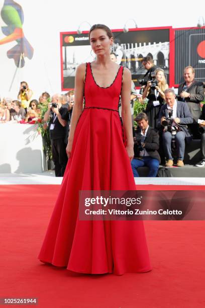 Hannah Gross walks the red carpet ahead of the 'The Mountain' screening during the 75th Venice Film Festival at Sala Grande on August 30, 2018 in...