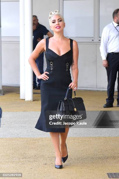 Lady Gaga is seen arriving at the 75th Venice Film Festival on August 30, 2018 in Venice, Italy.