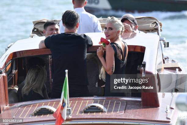 Lady Gaga and Christian Carino are seen during the 75th Venice Film Festival on August 30, 2018 in Venice, Italy.