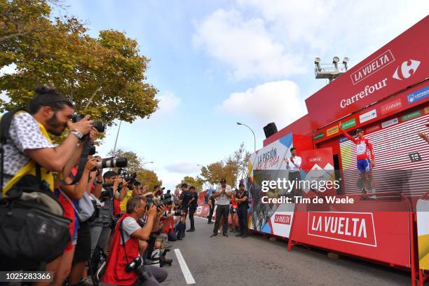 Podium / Rudy Molard of France and Team Groupama FDJ Red Leader Jersey / Celebration / Press / Media / during the 73rd Tour of Spain 2018, Stage 6 a...