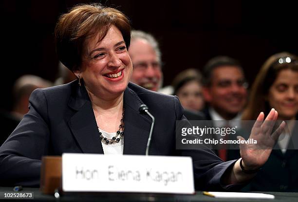 Supreme Court Justice nominee Elena Kagan answers questions from members of the Senate Judiciary Committee on the second day of her confirmation...