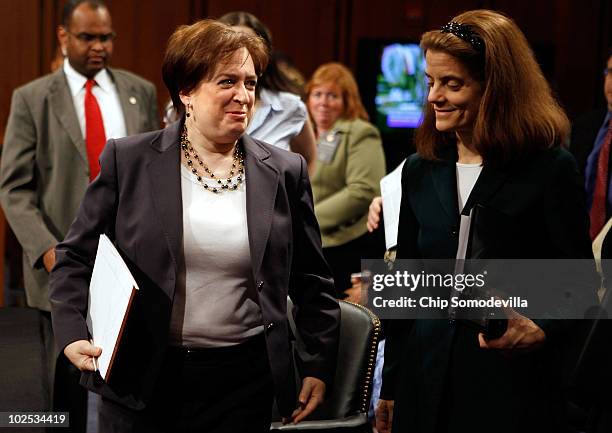 Supreme Court Justice nominee Elena Kagan leaves after facing hours of questioning from members of the Senate Judiciary Committee on the second day...